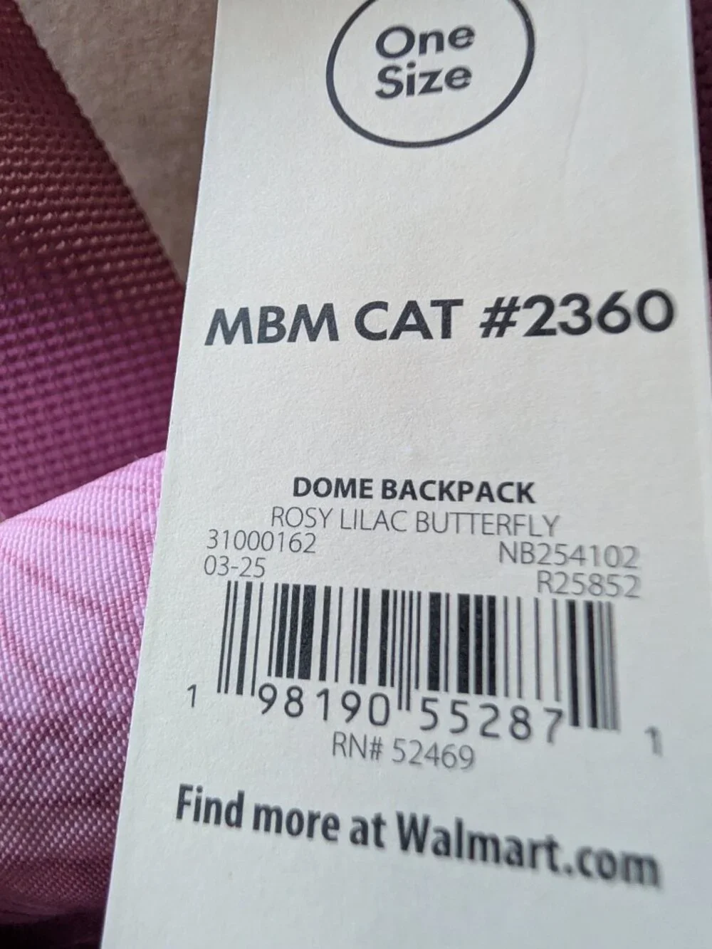 No Boundaries Dome Backpack Rosy Lilac Butterfly Pink Purple NWT